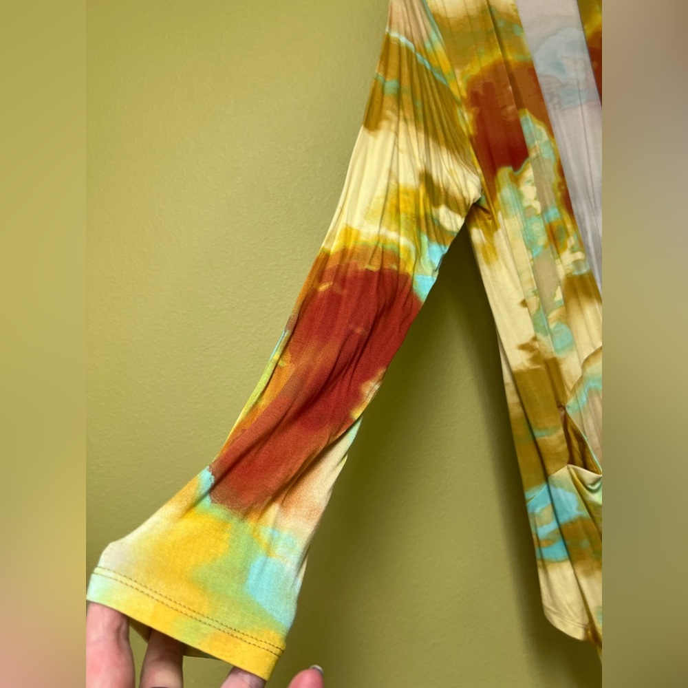 LOGO by Lori Goldstein Yellow and Green Cardigan - Picture 2 of 11